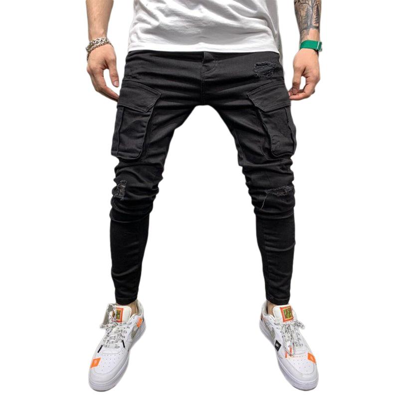 

Long Pencil Pants Ripped Jeans Slim Spring Hole 2020 Men' Fashion Thin Skinny Jeans for Men Hiphop Trousers Clothes Clothing, As pic