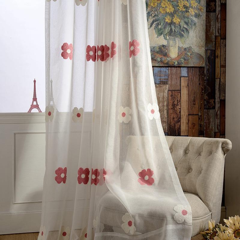 

Modern Curtains for Living Dining Room Bedroom Three-dimensional Modern Tulle Embroidery Texture Tulle Wild Multicolor Flowers, Blue