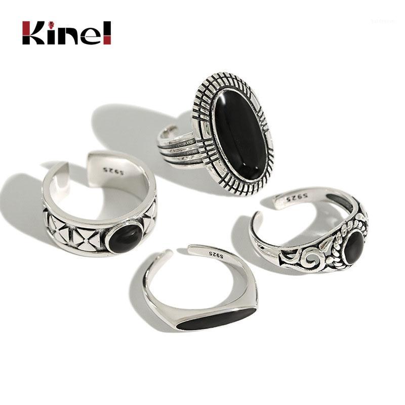 

Kinel Genuine 925 Sterling Silver Vintage Enamel Open Finger Rings for Women 2020 New Korea Style 925 Silver Ring Jewelry1