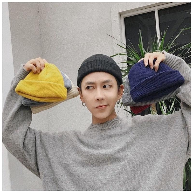 

Hat male Korean version autumn and winter short version knitted hat Baotou woolen cap female custom landlord melon seed, Fengse