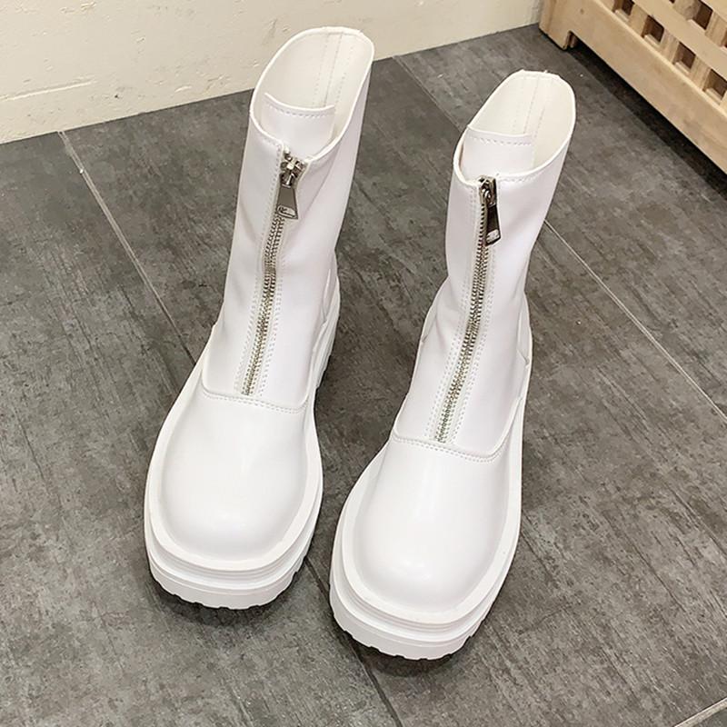 

MANLEGU Women Ankle Boots Female Shoes Brand Design Autumn Winter Warm Genuine Leather Thick With Short Boots Motorcycle, Black