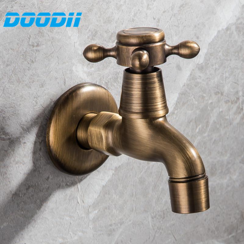 

Antique Solid Brass Cold Water Wall Tap Garden Piscinas Long Washing Mop pool Machine Water Tap Basin Faucet Bibcock Doodii