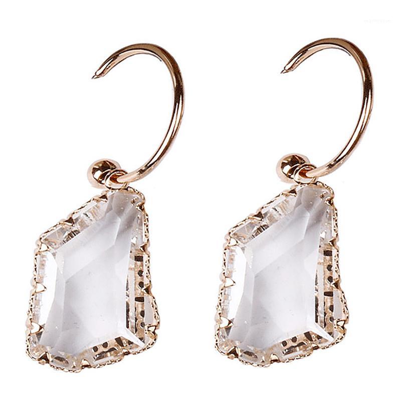 

European and American Fashion 925 Silver Pin Earrings Geometric Crystal Pendant Earrings 2 Pairs1, As pic