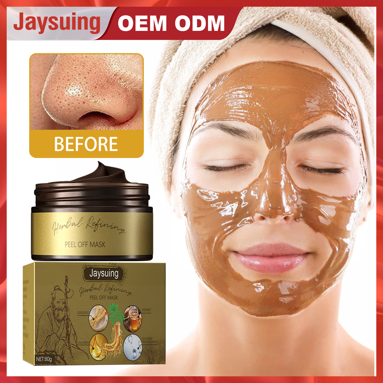 

Free freight Jaysuing OEM ODM Hand pulled noodle, clean pores, remove blackheads, moisturize skin, repair skin mask, skin care products.