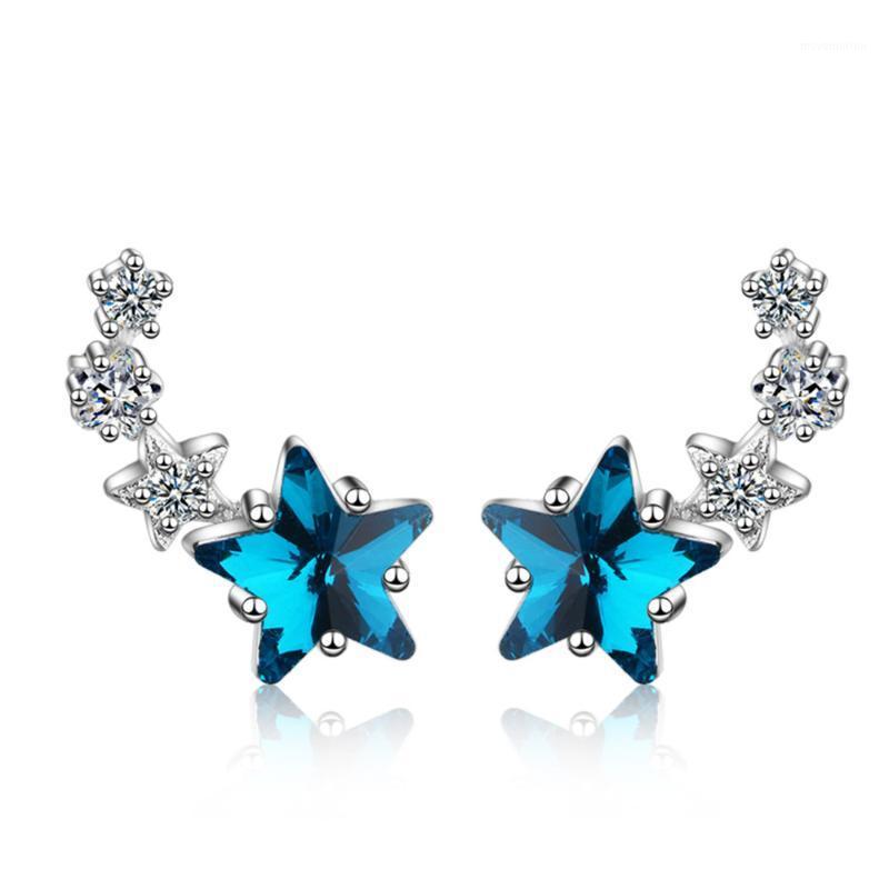 

Korean 925 Sterling Silver Earrings Blue Star + Zircon Stud Earrings For Women boucle d'oreille Fashion Earring Jewelry1