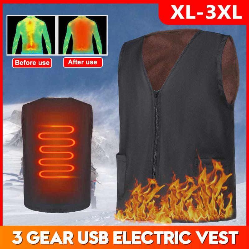 

Outdoor Heated Vest USB 5V 3 Gears Polyester Heating Jacket Clothing Generic Winter Smart Heating Jacket Sports For Men/Women, Xl