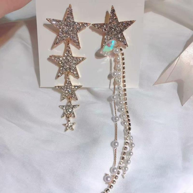 

New Shiny Crystal Star Drop Earrings For Women Luxury Jewelry Fashion Party Accessories Rhinestone Oorbellen