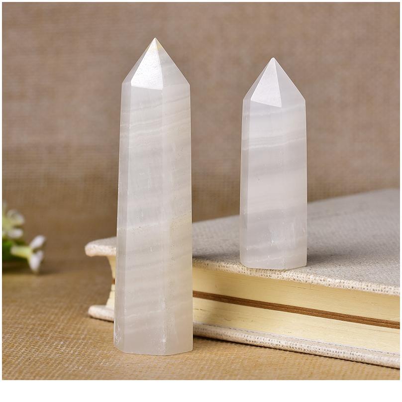 

1pc Natural Crystal Point Afghan White Jade Healing Obelisk Quartz Wand Ornament For Home Decor Reiki Energy Stone Pyra qylWhy