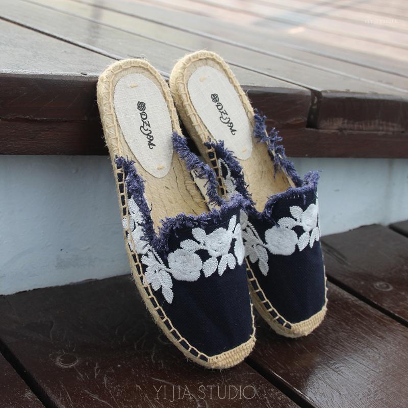 

2020 women summer espadrilles slipper emboridery upper in navy blue color1, Red