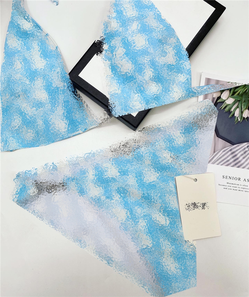 

Sexy Diamond Buckle Bikinis Vintage Letters Print Swimwear Sunbathing Spa Split Beach Bathing Suit Womens Fashion Swimsuits