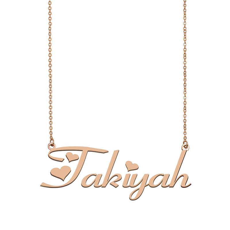 

Takiyah Name Necklace Custom Nameplate Pendant for Women Girls Birthday Gift Kids Best Friends Jewelry 18k Gold Plated Stainless Steel, Silver