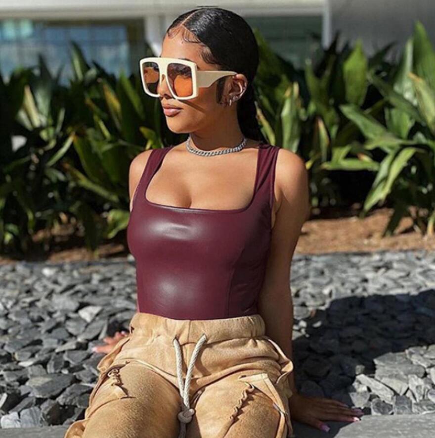 

Sexy Solid Plutonium Leather Zipper Top Sleeveless Harvest of Vest Party Club Women Wear Superior Female Activity Thin Tank Q72 1pbt, Wine