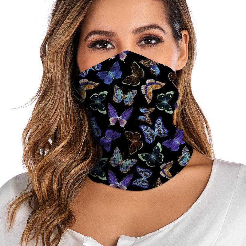 

#R25 Unisex Rave Bandana Neck Gaiter Tube Headwear For Women Men Face Scarf Butterfly Print Polyester Face Cover Hiking Scarves