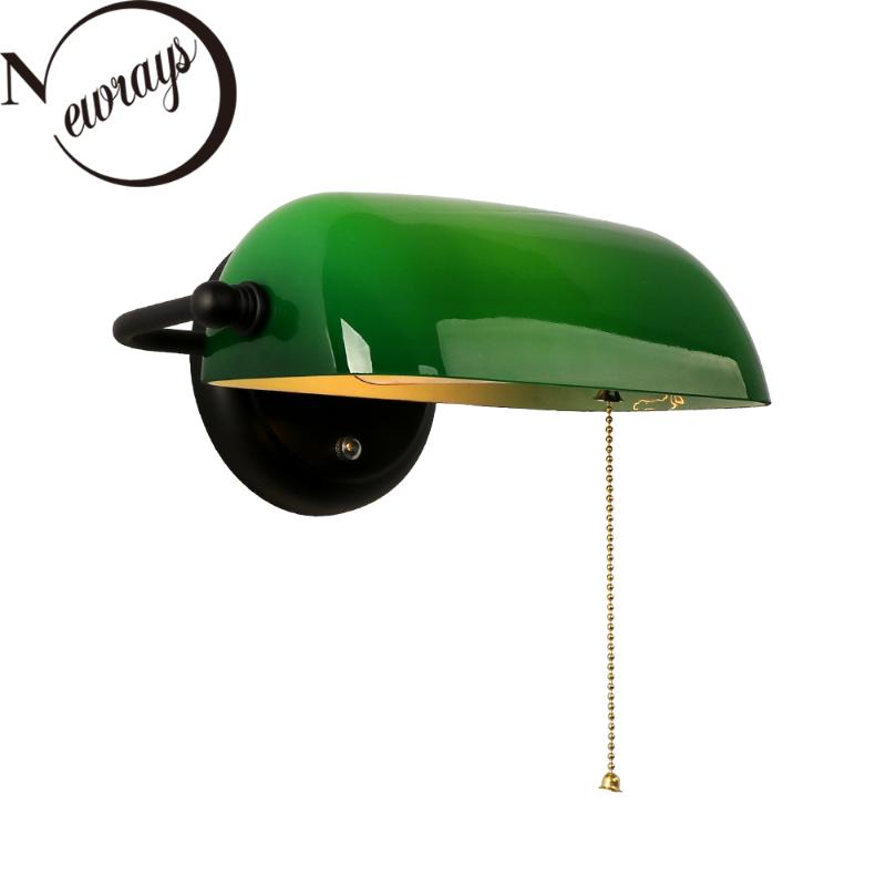 

Industrial vintage green banker wall lamp classical Europe white wall light LED E27 for bedroom living room corridor shop study