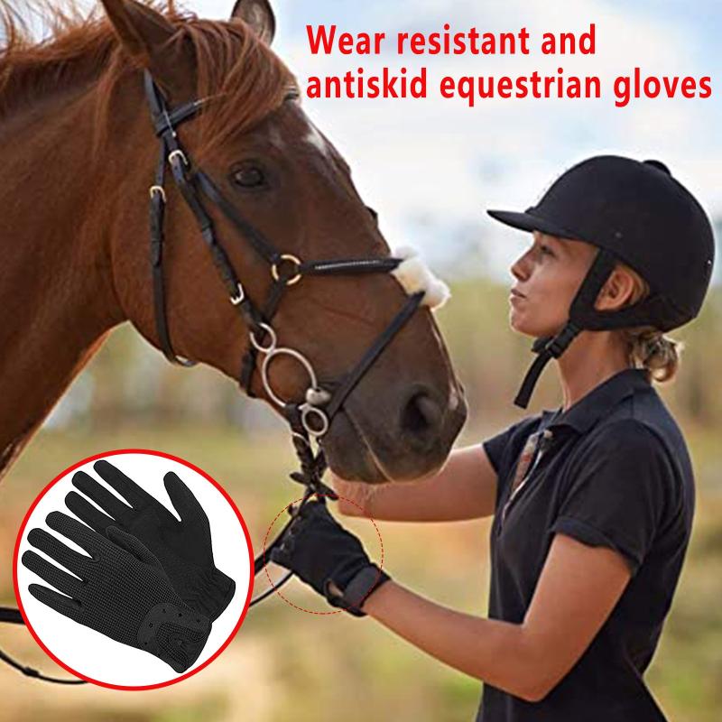 

Women Solid Horse Riding Gloves Cotton Fabric Gloves Leather Equestrian Waterproof Moto Guantes Motorbike Riding