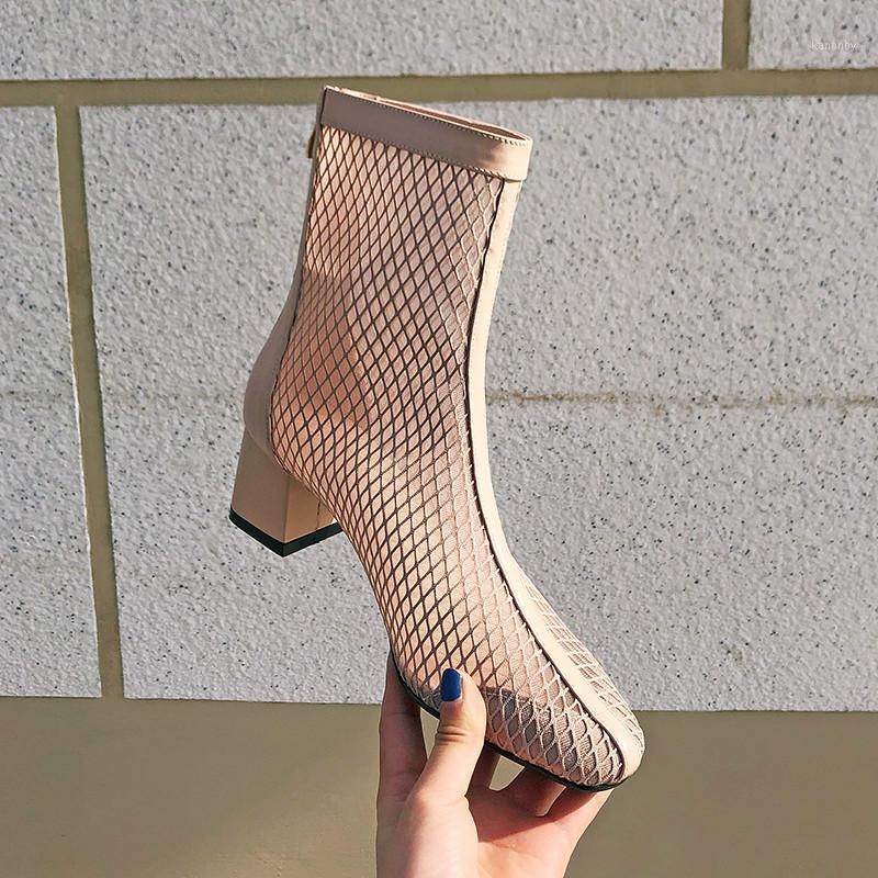 

2020 Spring New Girls Party Shoes Breathable Net Cloth Suede Fashion Summer Boots Korean Version of The British Style1, Beige