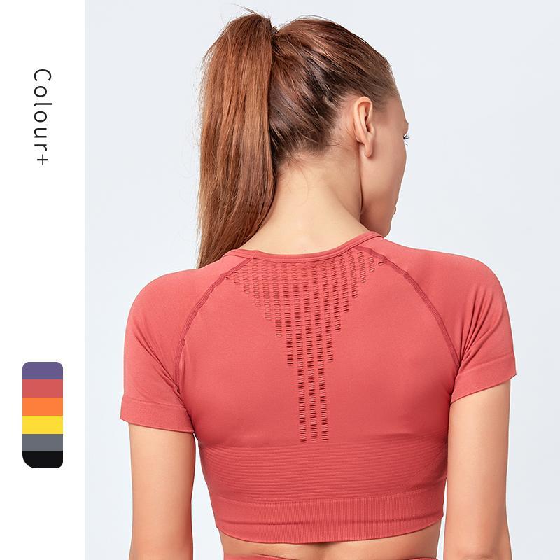 

ATSANI Seamless Yoga Shirt Short Sleeve Workout Tops for Women Fitness Gym Sportswear Mesh Yoga Top1, Black
