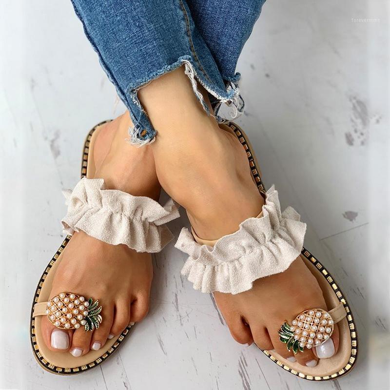 

Women Sandals Slippers Shoes Flat Flip Flops String Bead Summer Fashion Wedges Woman Slides Pineapple Lady Casual Drop Shipping1, Gold