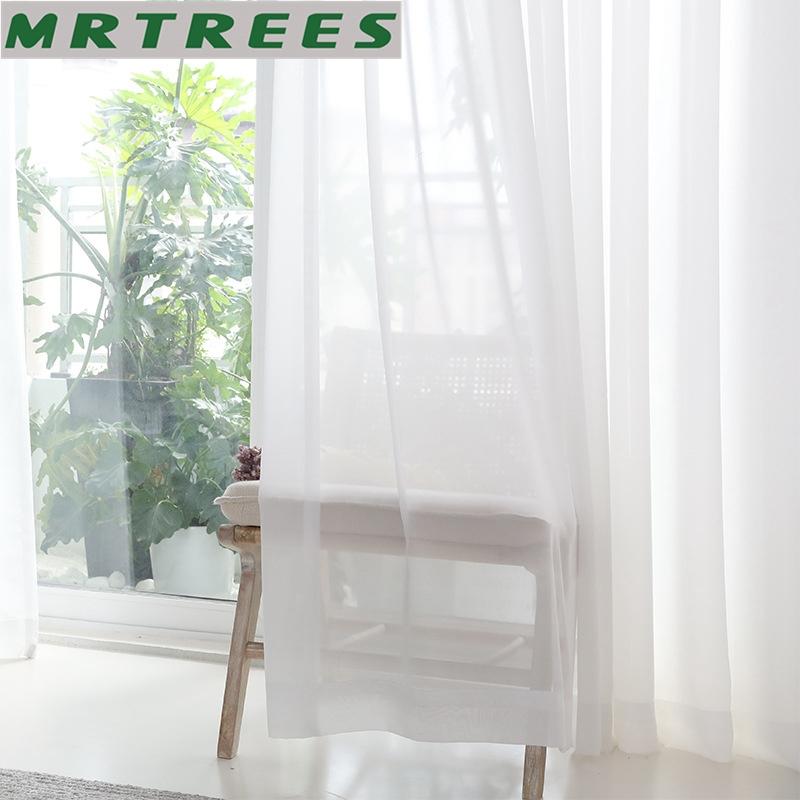 

White Tulle Solid Color Curtains for Living Room Super Soft Decoration Modern Chiffon Sheer Voile Kitchen Curtain