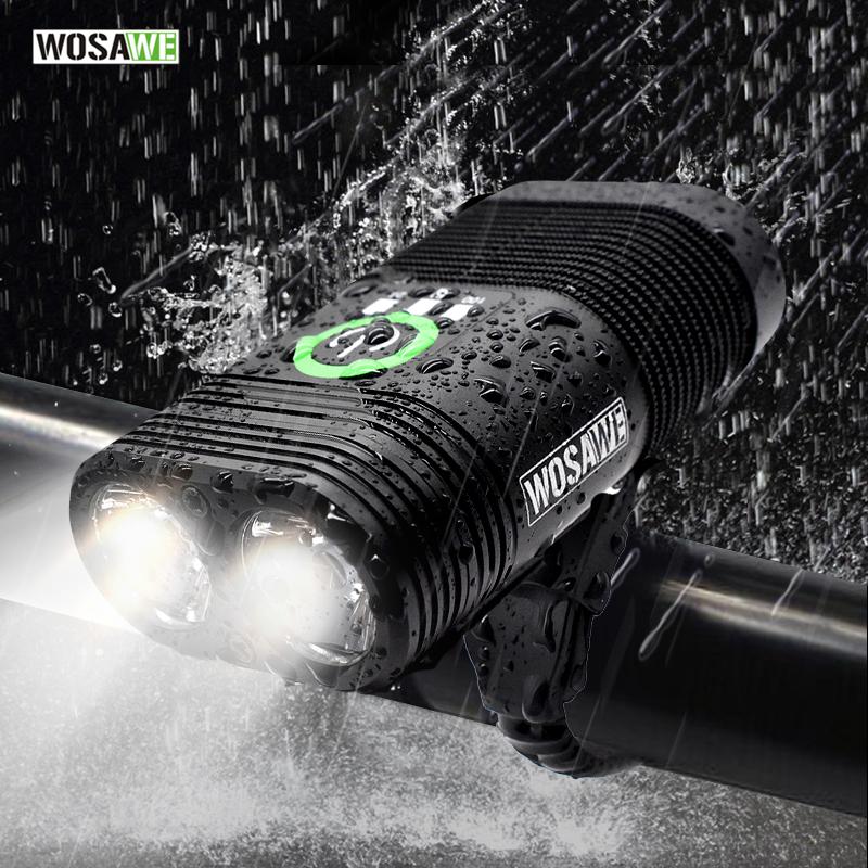 

WOSAWE Double LED Bike Light USB Built-in Rechargeable Battery 2400 Lumen Waterproof Cycling Light Bicycle Head
