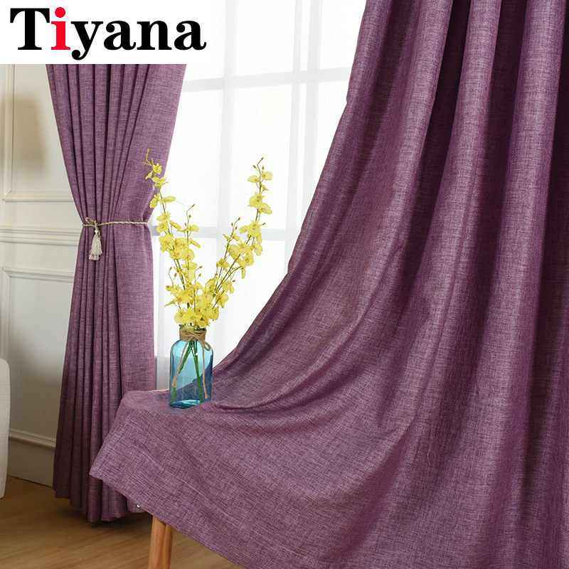 

Purple Linen Thickening Curtain Blackout for Living Room Tulle Curtain for Window Bedroom Drape Fabric Custom Made JK099Y, Purple tulle