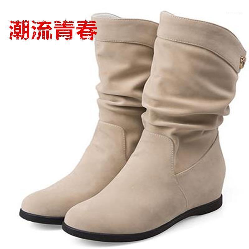 

2020 Winter Womens Boots Style beige Flat Heel Boots Platform Size 34-411, Black