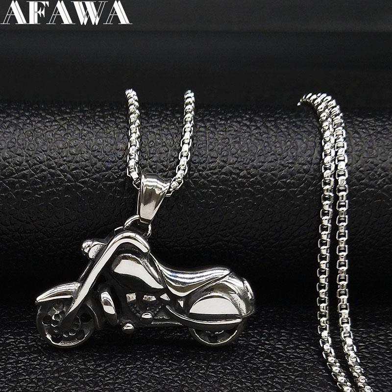 

2020 Gothic Motorcycle Stainless Steel Necklace for Men Silver Color Long Chain Necklace Jewelry cadenas para hombre N19069