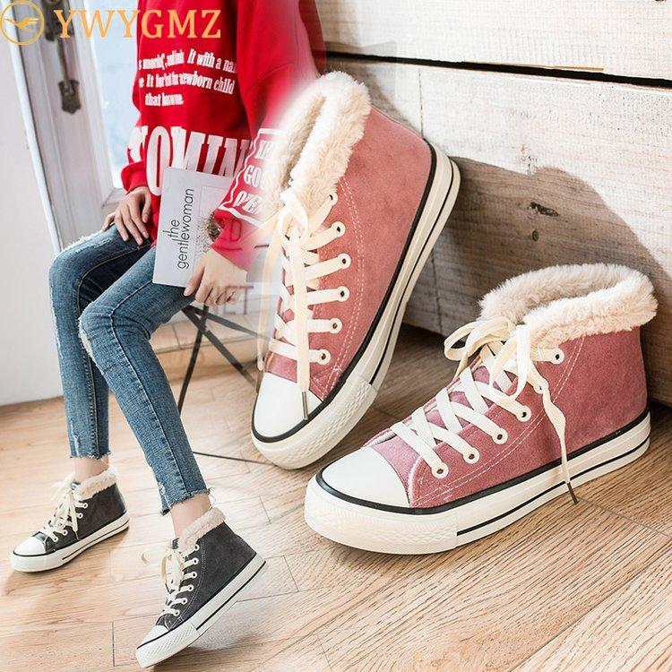 

New Winter Warm Ankle Boots Women 2020 Comfortable Plush Boots Women Suede Round Toe Shoes Fashion, Gray