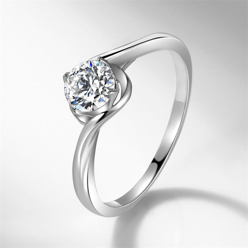 

Luxurys Designers Fashion Jz385 new vortex single drill twist arm bud simulation ring women's diamond 60 point simple wedding ring