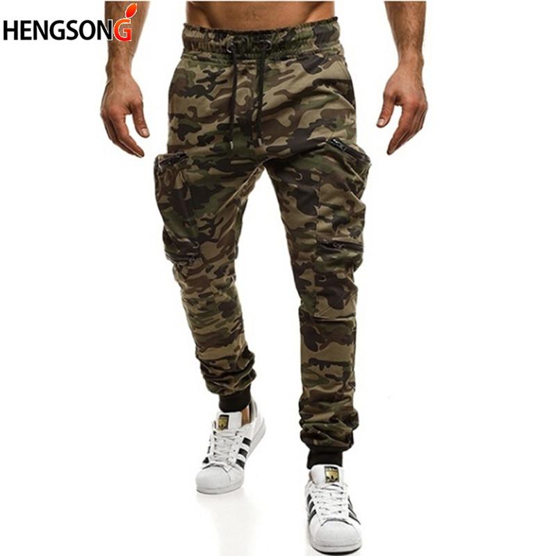 

2020 NEW Men Cargo Pants Safari Style Male Fitness Pants Sportswear Pocket Drawstring Casual Camougflage Printed Trousers, Army green