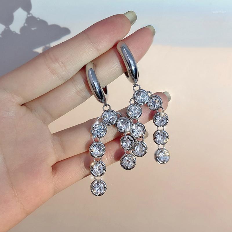 

AENSOA Korean Elegant Transparent Crystal Drop Earrings For Women Girl Lady Jewelry Fashion Big Rhinestone Earrings Pendientes1