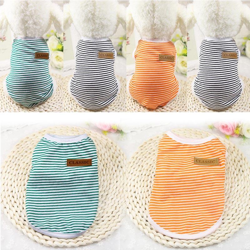 

Summer Pet Dog Clothes Cotton Striped Vest t shirt Dog Clothing for Dogs Puppy Outfit shirt Small Pet chihuahua Clothes 25S2, Black