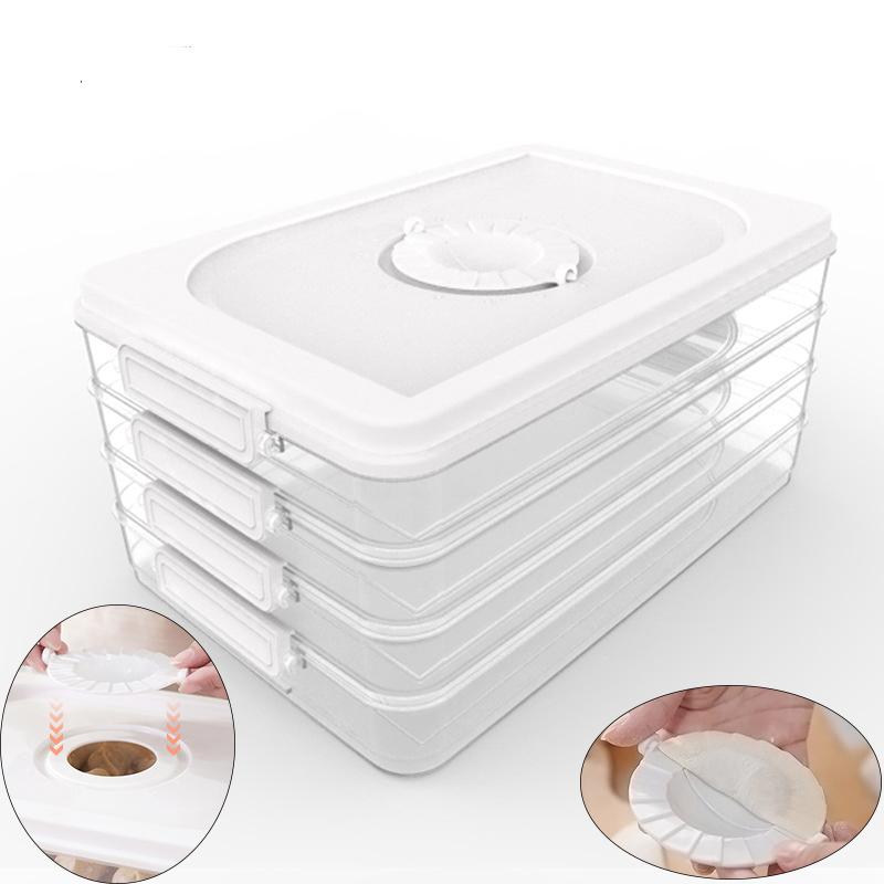 

Refrigerator Fresh-keeping Tray DIY Dumpling Mold Kitchen Two-in-one Storage Container Can Be Stacked Kitchen Storage Box
