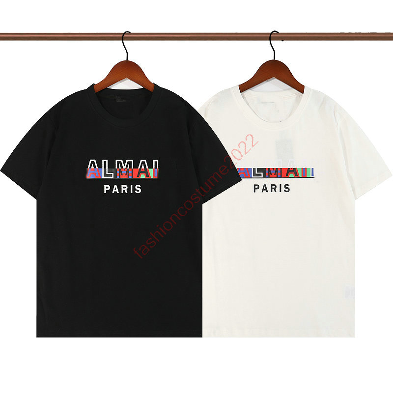 

Summer Europe Paris Polos American Stars Mens Black Eco-designed Cotton T-shirt With Multicolor Balm Logo Print Tshirts Star Satin Cotton Polo Casual T Shirt Tees