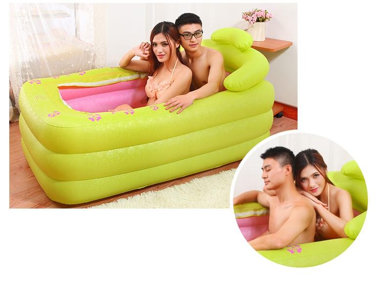 

Double Inflatable Bath Thickening Home Couple Bath Barrel Adult Folding Tub Large Barrel Plastic Can Sit