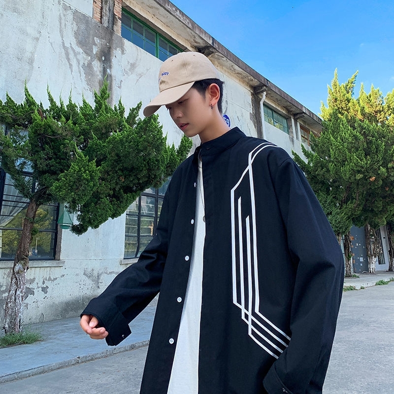 

Spring 2021 Men's and Wild New Winter S-5xl Striped Shirt Male Clothes ZAJE, Black