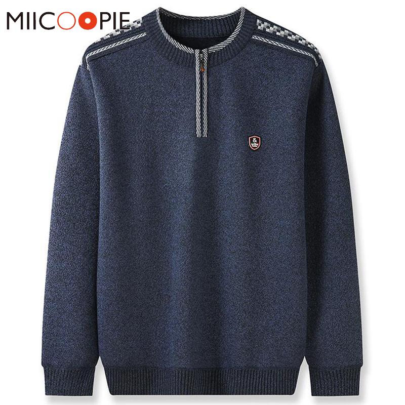 

Winter zipper O-Neck Pullovers Men's Sweater solid color Slim Fit Knittwear Sweaters Pull Homme British style Top Blouse Clothes, Khaki