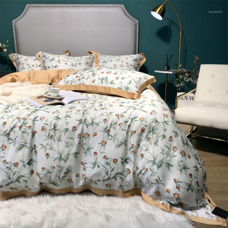 

European retro traditional pastoral bedding set, queen king rustic double home textile bed sheet pillow case quilt cover1, Picture color
