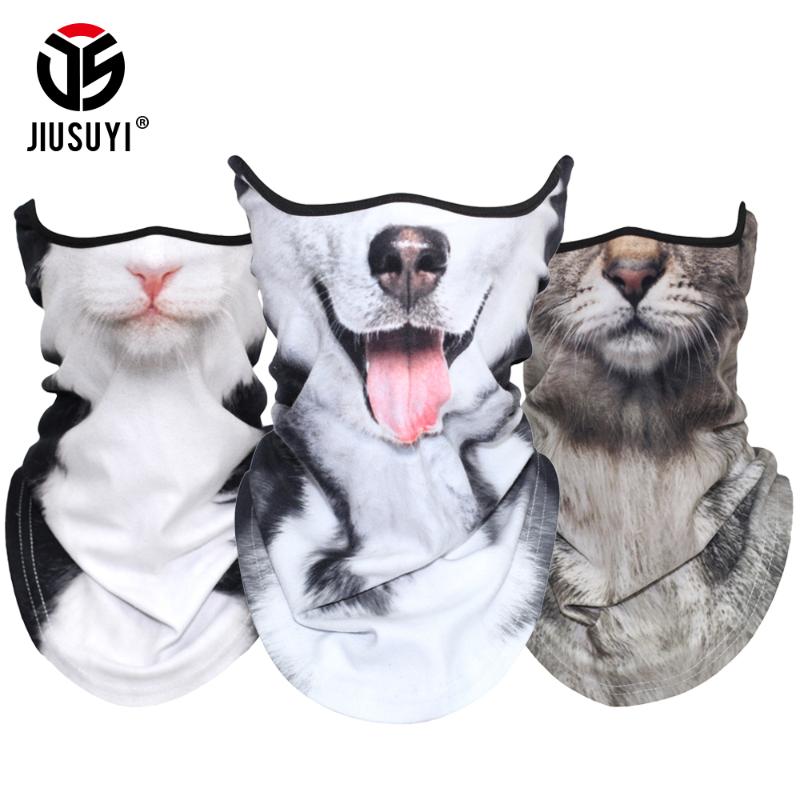 

3D Animal Tiger Scarf Neck Gaiter Winter Polar Fleece Warm Half Face Mask Dog Wolf Neck Tube Ring Bandana Scarves Men Women