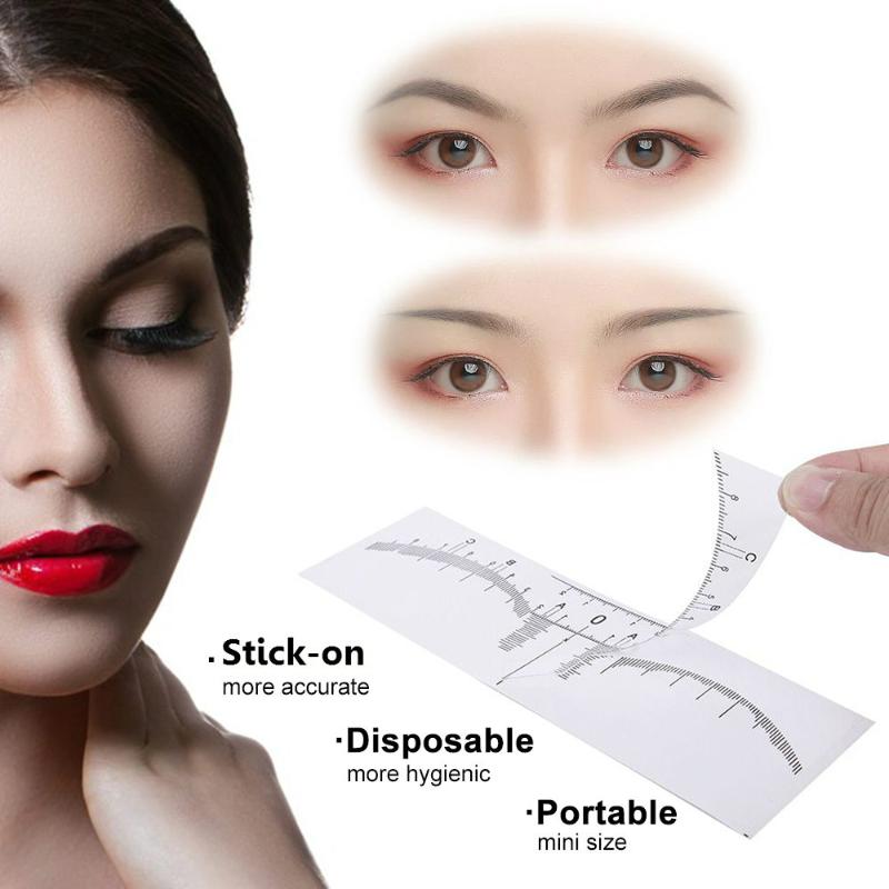 

100pcs Eyebrow Ruler Sticker Disposable Adhesive Eyebrow Microblading Measuring Positioning Ruler For Tattoo Makeup Tool