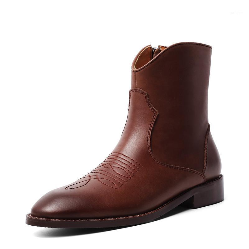 

Women Genuine Leather Zipper Ankle Boots Casaul Flat Solid Color Matin booties High Quality botas feminina Zapatillas mujer1, Black