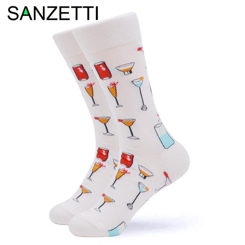 

SANZETTI 1 Pair 2020 New Colorful Bright Women Socks Novelty Cute Combed Cotton Funny Party Wine Gifts Wedding Dress Happy Socks, 70632