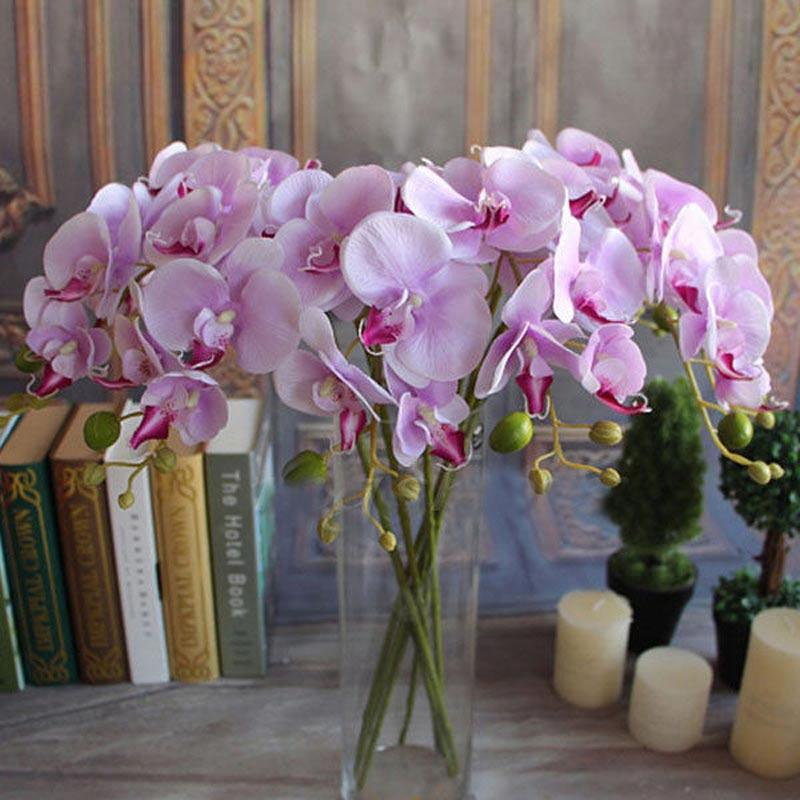 

1Pcs High Quality Silk Fake Flowers For Wedding Party Decoration Flores Artificial Orchid Flowers Wedding Bouquet Home Decor, Purple