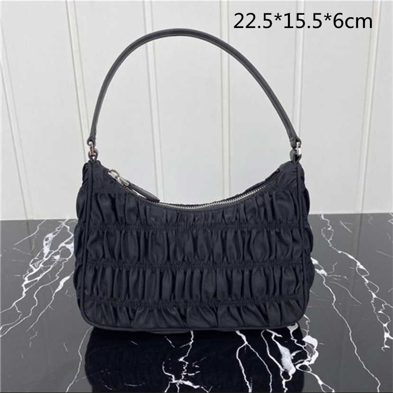 

Women Pleated Shoulder Bag Handbags Fashion Nylon Lady Wrinkled Hobos Baguettes Folded Underarm Purses Multiple Solid Colors Top quality, Price difference;for old customers
