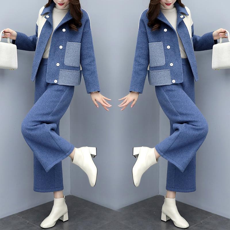 

New spring 2021 female two-piece suit wool ladies elegant jacket pants y475 00SD