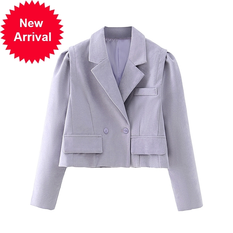 

2021 New Vintage Women Short Sleek Fashion Ladies Green Blazers Casual Women's Jackets Chic Suit Pretty Girls Fashionable UDU9, Violet