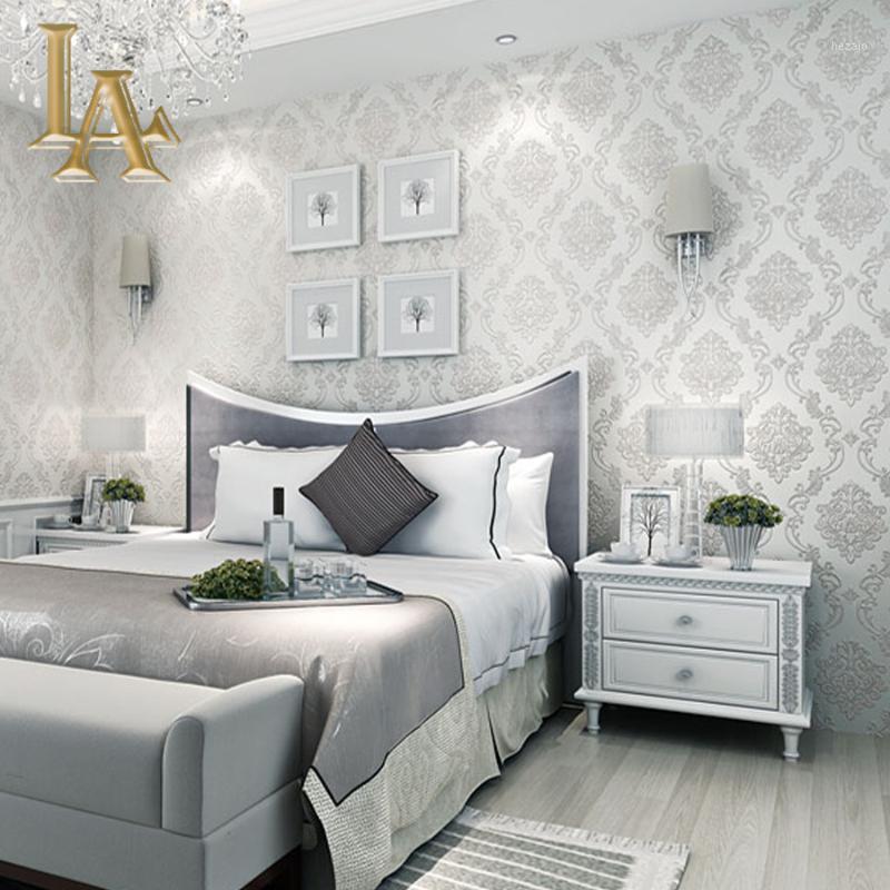 

Classic European Style Wall papers Home Decor embossed 3D Damask Wallpaper Roll Bedroom Living Room Sofa TV Background1, 1014