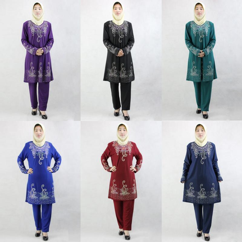 

6Color Islamic Clothing Women Abaya Arab Kaftan Ladies Muslim Fashion Arabic Autumn Clothes Pants Set Maxi Woman Dubai Abaya1