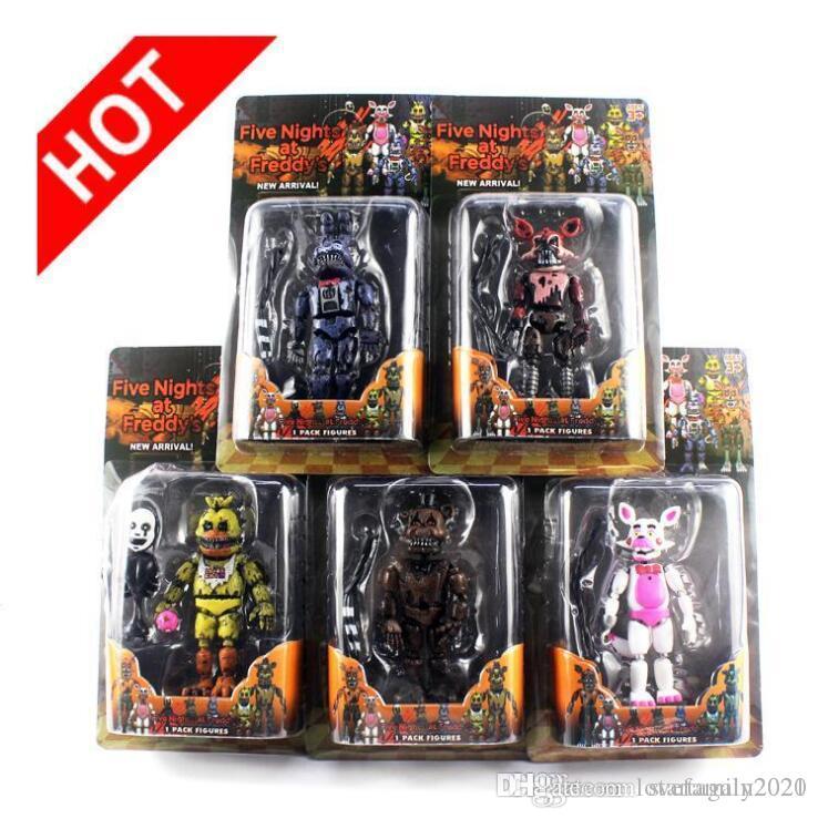 

FNAF Five Nights at Freddy's Nightmare Freddy Chica Can be assembled building blocks PVC Action Figures model dolls Toys 5pcs/Lot