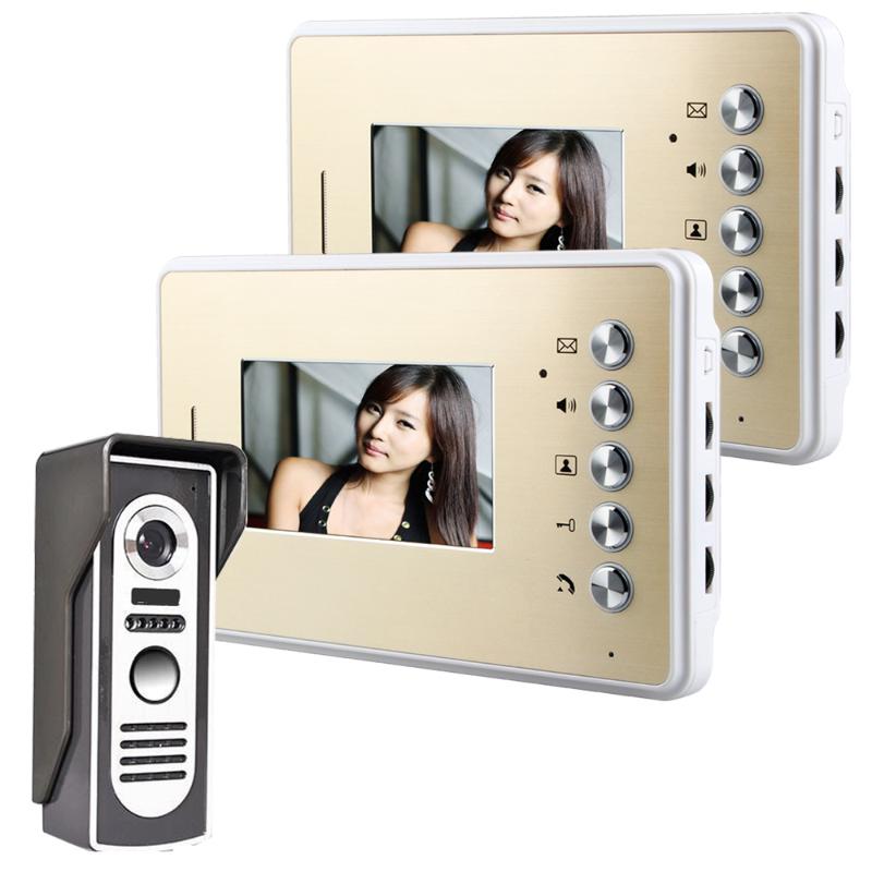 

FREE SHIPPING 4.3 Inch Video Door Phone Doorbell Intercom Kit 1-camera 2-monitor Night Vision